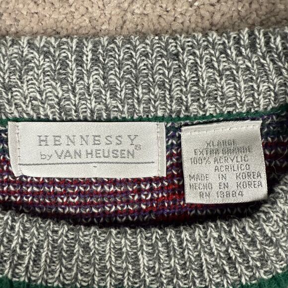 VTG 90s Van Heusen Grandpa Sweater Size XL Geometric Diamond Acrylic Knit - Picture 4 of 4